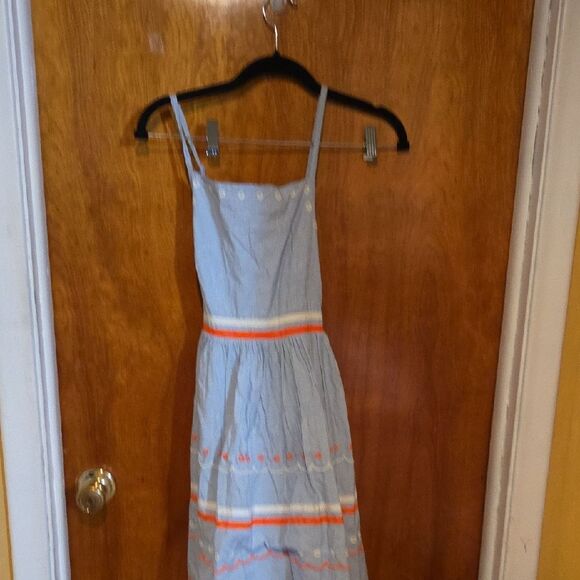 Mini Boden Blue Striped Sundress with Orange Accents - Picture 1 of 3